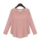 V-neck Perforated Long-sleeve T-shirt