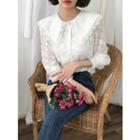 Crochet-collar Dotted Lace Blouse