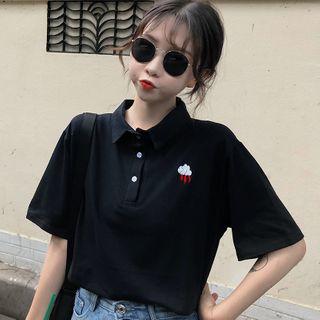 Cloud Embroidered Short-sleeve Polo Shirt