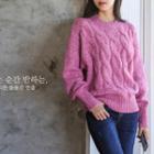 Dolman-sleeve Cable-knit Sweater
