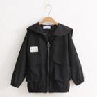 Wide Collar Patched Jacket