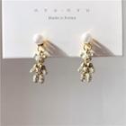 925 Sterling Silver Rhinestone Bear Drop Earring 1 Pair - Earrings - One Size