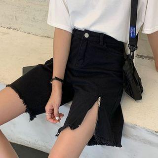 Zipper High Waist Denim Shorts