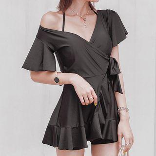 Ruffle Short-sleeve Swimdress