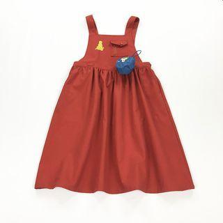 Cartoon Print Jumper Dress With Pouch