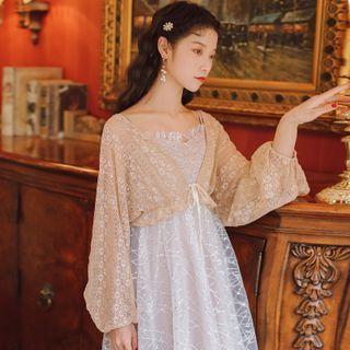 Long-sleeve Tie-front Lace Bolero