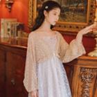 Long-sleeve Tie-front Lace Bolero