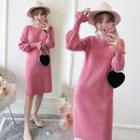 Smocked-cuff Long Sleeve Knit Dress