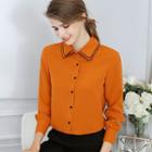 Layered-collar Long-sleeved Blouse