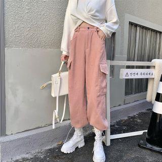 High-waist Corduroy Pocket Pants