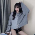 Color-block Loose-fit Sweatshirt Gray - One Size