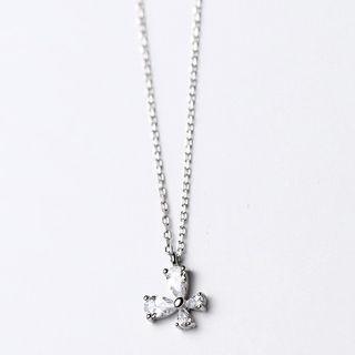 S925 Sterling Silver Ribbon Pendant Necklace