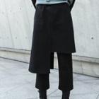 Mock Two-piece Cropped Straight-cut Pants