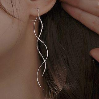 Wavy Alloy Fringed Earring 1 Pair - Silver - One Size