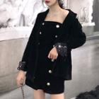 Sequined Panel Blazer / Strapless Double-breasted Playsuit