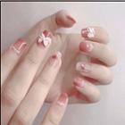 Bow / Heart Faux Nail Tips X36 - Gradient - Light Pink & Pink - One Size
