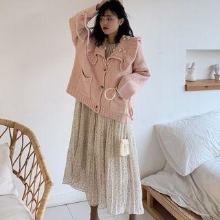 Tie Accent Cardigan / Polka Dot Plaid Dress