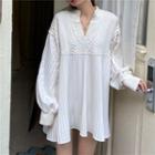 Long-sleeve Knit Panel Mini Dress