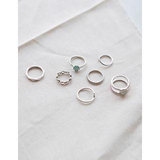 Set: Open Bangle (1 Pcs) + Various Ring (7 Pcs)
