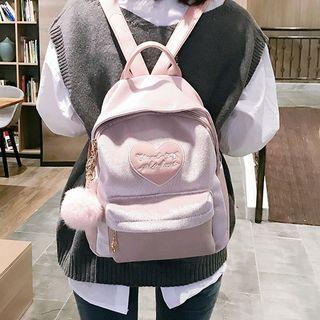 Heart Accent Velvet Backpack