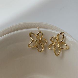 Hollow Flower Stud Earring 1 Pair - Hook Earring - One Size