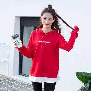 Lettering Mock Two Piece Hoodie
