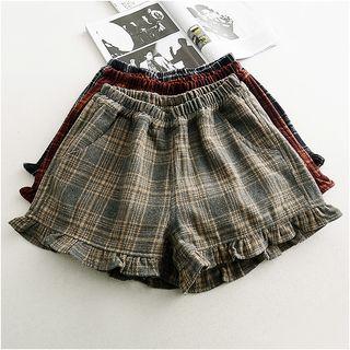Frilled-trim Plaid Shorts