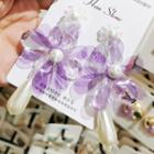 Flower Faux Pearl Dangle Earring 1 Pair - Purple - One Size