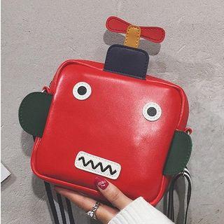 Robot Shape Faux Leather Crossbody Bag