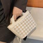Faux Leather Houndstooth Hand Bag