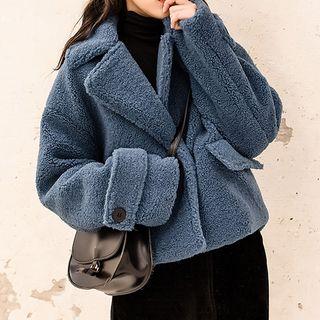 Notch-lapel Cropped Buttoned Coat
