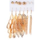 6 Pair Set: Alloy / Faux Pearl Earring (assorted Designs) 01 - 11634 - Set - Gold - One Size