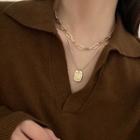 Tag Pendant Layered Alloy Necklace