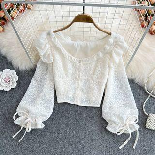 Puff Sleeve Ruffle Lace Shirt