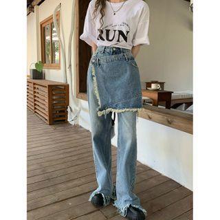 Mock Two-piece Distressed Baggy Jeans