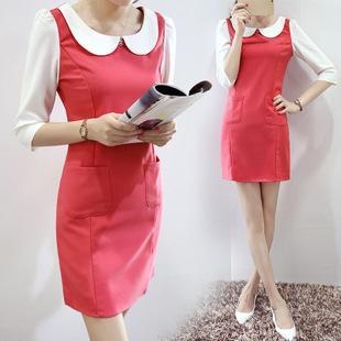 3/4-sleeve Color Block Dress