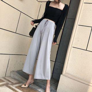 Tube Top / Light Jacket / Wide Leg Pants / Set