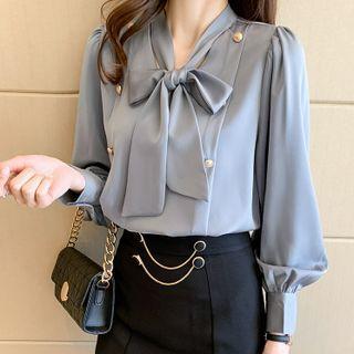 Tie Neck Blouse / Midi Skirt