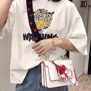Heart Pattern Faux Leather Crossbody Bag