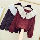 Color-block Collar Oversize Sweater