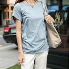 Short Sleeve Round-neck Shirred T-shirt