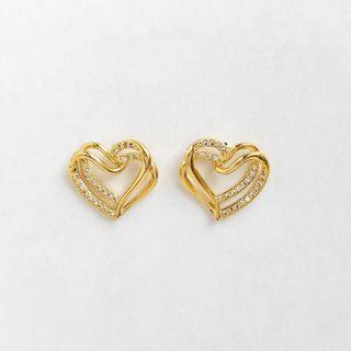 Heart Rhinestone Stud Earring 1 Pair - Love Heart - One Size