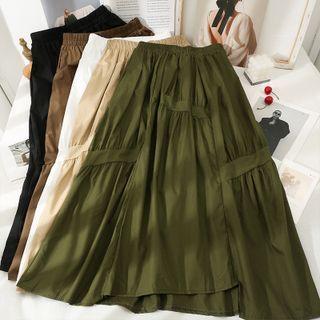 Asymmetrical Plain Midi Skirt In 5 Colors