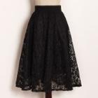 High Waist A-line Lace Skirt Black - One Size