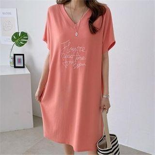 Letter Embroidered T-shirt Dress
