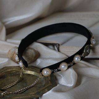 Rhinestone Faux Pearl Headband As Shown In Figure - One Size