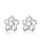14k White Gold Diamond-cut Star Stud Earrings