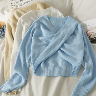 Knotted Slim-fit Crop Knit Top