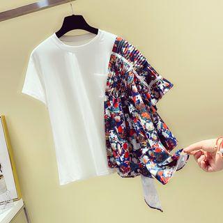 Asymmetric Panel Short-sleeve Top