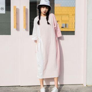 3/4-sleeve Gradient Midi T-shirt Dress